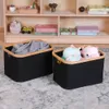 Launchage Storage BaseTrectangle Closet avec Bamboo Hathes Collapsible Bacs for Toys Oreads Covetures Vêtements 240424