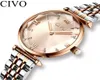 Orologio di cristallo di lusso Civo Women Waterproof Gold Rose Gold Strap Ladies Orologi da polso Top Brand Bracciale Orologio Relogio Feminino T12116248