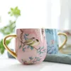 Muggar Luxury Bone China Mugg Pink Blue Ceramic Coffee Water Cup Milk Drinking Tazas Tea Party Home Drinkware Gift