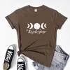 Damen T-Shirts Es ist nur ein Phasen-T-Shirt-Frauen Celestial R Moon Grafik Tee Hemd Ästhetische Phasen Astronomie T-Shirt Outfits