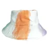 Designer brede rand Emmer hoeden kleurrijke gradiënt mode mode dames eenvoudige en high-end patchwork printing niche grote rand visser hoed zonbeschermingskappen