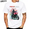 Camisetas masculinas Novo verão Men Slve Slve Tiger 800 900 1200 Classic Design T-shirt Motorcycle Sport Print White Casual Boy Rider TS T240425