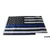 Banner Flags 4 tipi 90x150 cm Blueline USA POLIZIONE USA 3X5 Flag blu sottile blu bianche e americani con anelli di massa in ottone Drop Driv Othey Othey