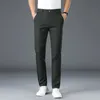 Mens Business Casual Straight Pants Micro Elastic Burgogne Khaki Black Classic Fashion Brand Four Seasons Trousers 240422