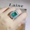 Bandringen Vintage Emerald Ring 925 Silver Court Style Paraiba sieraden kleurrijke set H240425