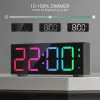 Clocks ORIA Alarm Clock Digital LED Clock Digital Clocks with 8 Dynamic RGB Lights With 12/24H Display for Bedroom Home Best Gift