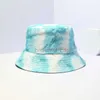 Designer Wide Brim Hats & Bucket Hats New men's and women's printed tie dyed fisherman hat outdoor sun protection bucket hat graffiti double-sided hat Caps