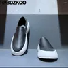 Casual Shoes Men Sneakers Sport Creepers Lightweight Athletic Round Toe Flatforms Plain Flats Slip On Skate Cow Skin Trainers Muffin