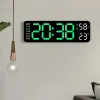 Clocks Plugin Use Large Digital Wall Clock 9 Inch Temperature Humidity Week Auto Dimmer Table Clock Electronic LED Alarm Clock 12/24H