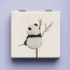 Mirrors Cute Panda Pattern Makeup Mirror Double-Sided Mini Folding PU Mirror Cosmetic Tool Portable Square High-definition Mirror