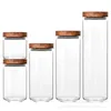 Storage Bottles Jars 3 pieces of 250-1550ml wooden glass airtight cans kitchen storage bottles sealed food containers coffee beans grain organizer H240425