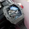 Luxury Watch Mechanical Multifunktions-Superklondesigner Business Freizeit Automatische Kohlefaserschale ausgehöhltes Band Ly Ly