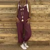 Kvinnors jumpsuits Rompers Womens Casual Solid Color Sveless Justerbar axelband Lös Jumpsuit Bibb Övergripande lämplig för skoldagar Y240425