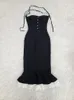 Vestidos informales Vestido correa para el cuello halter Mujeres sexy sin mangas sin mangas delgado de encaje negro