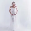 Mutterschaftskleider Mutterschaft Spitze Chiffon Front Split Hochzeitskleid Sommer -Fotokleid Schwangere Frauen Babyparty Shooting Fotografie Prop Kleidung Kleidung