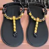 Tofflor Baeromad Fashion Runway Summer Black Outdoors Casual Flip Flops Women's Open Toe Round Gorgeous Crystal Magic Tape Sandal