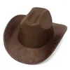 Brede rand hoeden emmer hoeden nieuwe suède jazzhoed met grote rand western cowboy hoed feest prom prom premium tophoed Britse fedora hoed heren partij hoeden sombrero y240425