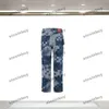 xinxinbuy uomini donne designer pantalone paris a mosaico griglia in denim primavera estate pantaloni casual blu blu m-xl