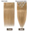 Extensions Choices riches 7pcs / Set Strimaght Clip dans les cheveux Extensions 100% Human Hair Hairpins Clip in Hairpices Natural Brown Blonde