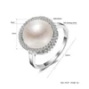 Pierścienie klastra Hongye Autentyczny 925 Sterling Srebrny Elegancki piękno 12 mm Big White Freshwater Pearl Pierścień dla kobiet Wedding Fine Biżuter
