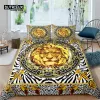 Sets Home Living Luxury 3d Golden Lion Bedding Set Comfortabele dekbedovertrek Set Kinderen beddengoedset Queen en King Eu/US/Au/UK -maat