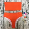 Swimwear Women 2024 Femme du maillot de bain High Leg Bandeau Bikini Set Female Deux pièces de la taille de la taille de la taille Biquini Quality