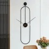 Clocks New Arrivals Modern Art Wall Clock Home Living Room Decor Watch Clock Simple Oval Metal Wall Clock Mute Wall Clocks