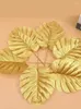 Dekorativa blommor 10st Golden Artificial Tropical Palm Leaves With Stems For Home Hawaiian Party Jungle Beach Theme Decoration