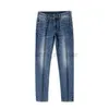 Jeans de créateurs pour hommes luxe européen brodé de qualité homme jean bleu mince petit pantalon de mode masculin élastique mince mince mince en ajustement droit