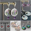Dangle Earrings Trendy Colorful Paint Drop Women Exquisite Jewelry Round Metal Purple Stone Pearl Gift