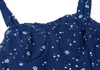 Casual Dresses 2024 Elegant Women's Adjust Star Print Blue Mini Ruffle Dress Vintage Split Party