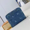 Lucury top quality denim blue wallet men designer card holder fashion zipper purse women keychain pouch key pouch coin purses man woman small wallet