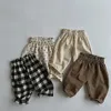 ズボン2024新しい韓国の格子縞のズボン幼児の少年カジュアルパンツ子供夏ズボンキッズスポーツパンツ幼児服H240425