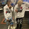 Kpop mode harajuku alphabet graphique imprimé blanc manches longues hommes femmes pull y2k gothic punk streetwear couple sweat-shirt 240425