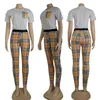 Women's Two Piece Pants designer Q6099 Summer New Fashion Casual Checker Set FYGQ