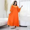 Vêtements ethniques Middle East Dubaï Trade étranger Bénégeur Muslim Fashion Fashion Diamond Feather Orange Costume Robe Abaya pour les femmes