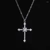 Anhänger Halsketten 1pcs Imitation Weißgolor Halskette Damen kaltes Wind voller Diamanten Stern Mango Shining Cross Schmuck