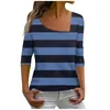 Women's T Shirts Top Fashion Summer Diagonal Collar Short Sleeved Casual Pullover Patchwork Color Stripe Printed Clothing Y2k