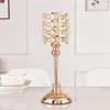 Titulares de vela Gold Diamond Metal Metal Candlestick Flor Stand Table Tabel Peça central Evento Rack Road Decoração de casamento de chumbo