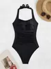 VR64 Ensembles actifs S - xl Sexy Racked Halter Backless One Piece Swimsuit Femme Swimwear Femme Feme High Cut Batted Bathing Bathing Fult Swim K5188 240424