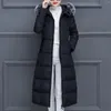 Women's Down Fashion Long Sleeve Parkas for Women Casual Faux Fur Hood dragkedja jackor med fickor outwear Sobretudo Feminino