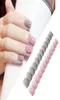 24Pcsset Cute Sweet Light Gray Powder Jumping Square Head Solid Color Fake Nails Finished Fingernails Nail Art False Nails Tips4289824