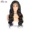 Hair 100% Humanos Wigs Full Wigs Onda corporal Human Hair Wig com faixa de renda na frente do Real