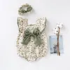 Mompers Baby Summer Bodysuits Floral Print Girlsuit 0-2 años Born Couts para niños para niños con banda para niños con banda para el cabello