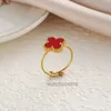 Высококачественное роскошное кольцо Fanjia Korean Style Fashion Lucky Grass Clover Simple и универсальный Instagram 18K Gold, регулируемый для женщин