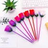 Caneta esferográfica elegante em forma de rosa com decoração de flores artificial - presente ideal para o Dia dos Namorados e casamentos LL