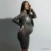 Maternity Dresses Sparkling Crystals Tulle Bodycon Maternity Dress For Photo Shoot See Through Stretchy Pregnant Woman Photography Dress