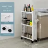 Стойки 1PC Slim Storage Cart, стойка для хранения зазоров с колесами с колесами, многослойный белый подвижный швей