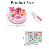 Kids Educational Toy Simulation DIY Birthday Cake Model Kitchen Play Play Couper Fruit Food For Banting Children Gift 240416