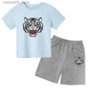 Kledingsets Tiger Head Childrens T-shirt Set 2-12 jaar oude jongens en meisjes Casual korte mouwen geprinte zomertop+shorts Q2404251